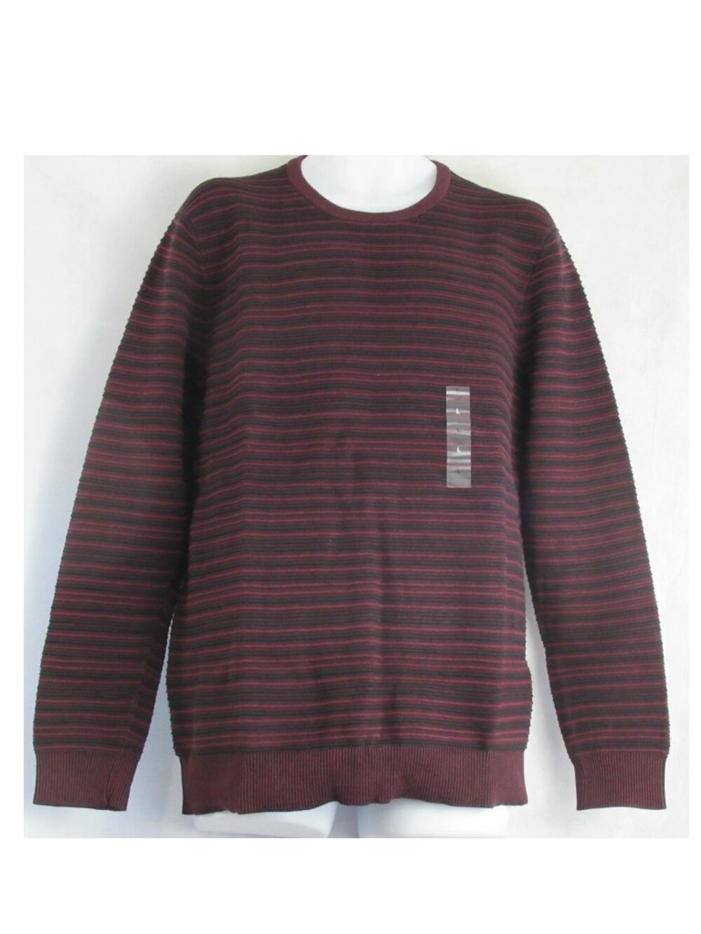 Alfani Men's 100% Cotton Ottoman Texture Crewneck Pullover Sweater, Port Red